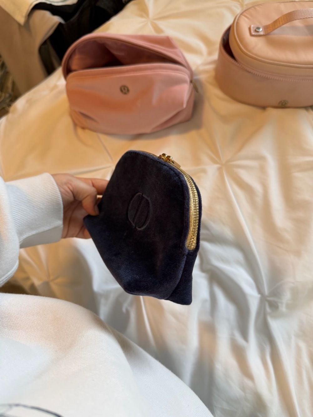 Dior Velvet Cosmetic Pouch in Dark Navy with Gold Hardware - Picture 3 of 3